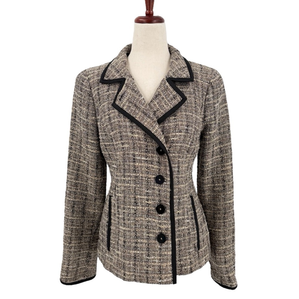 Nina Mclemore Tweed Boucle 4 Button Blazer Size‎ 0
